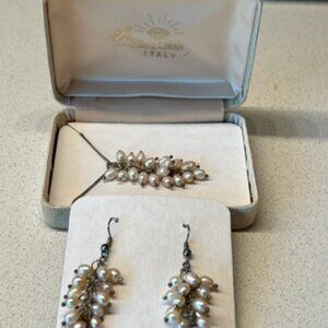La Bertilla Italy, Freshwater Pearl Earrings with pendant & chain.